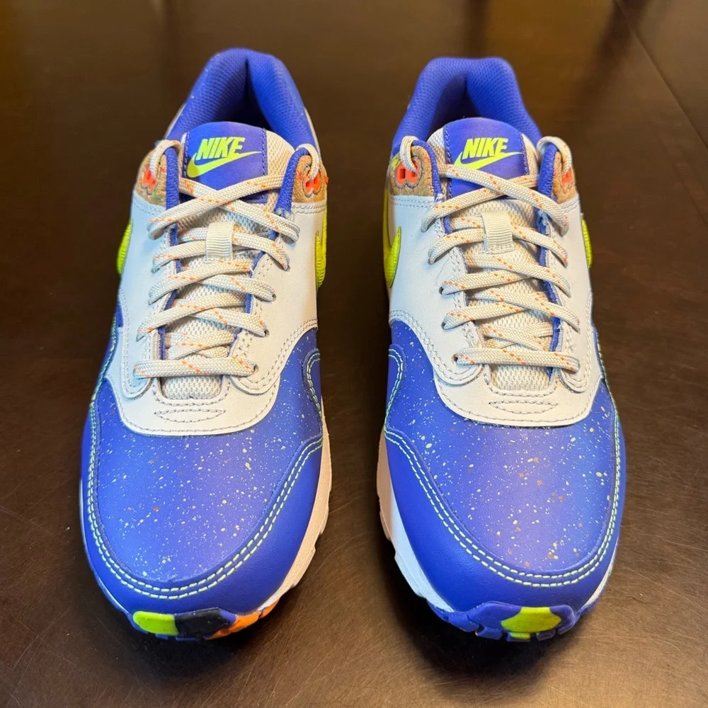 New Nike Air Max 1 Blue White Sneakers Shoes Size US 6Y - Picture 5 of 13